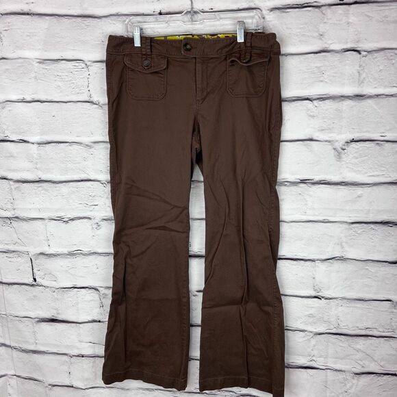 Old Navy Brown Mid Rise Utility Pants Size 14 Regular Cotton Stretch Cargo Trous - Picture 2 of 8